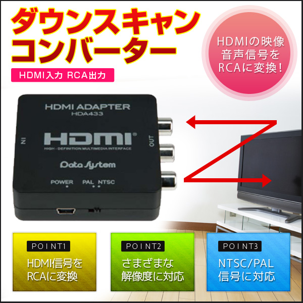 ダウンスキャンコンバーター HDMI入力 RCA出力 HDA433-D