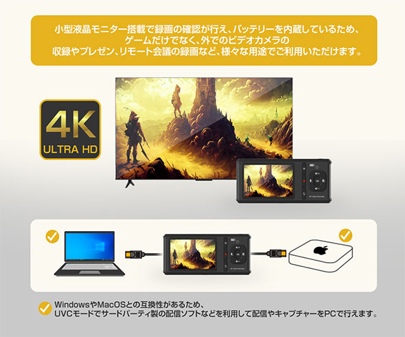4K60P 入力対応 HDMIメディアレコーダー TMREC-4KS